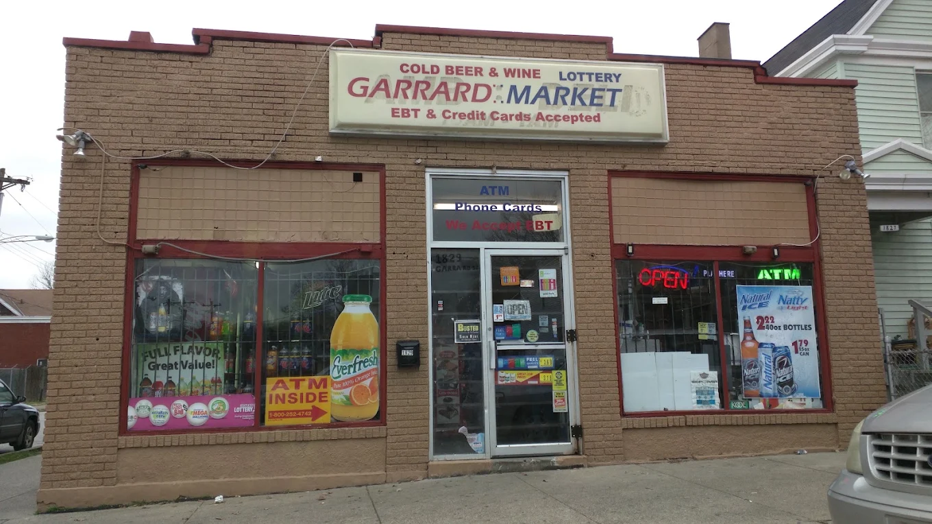 Exterior view of the Garrard Market storefront entrance in Covington, Kentucky